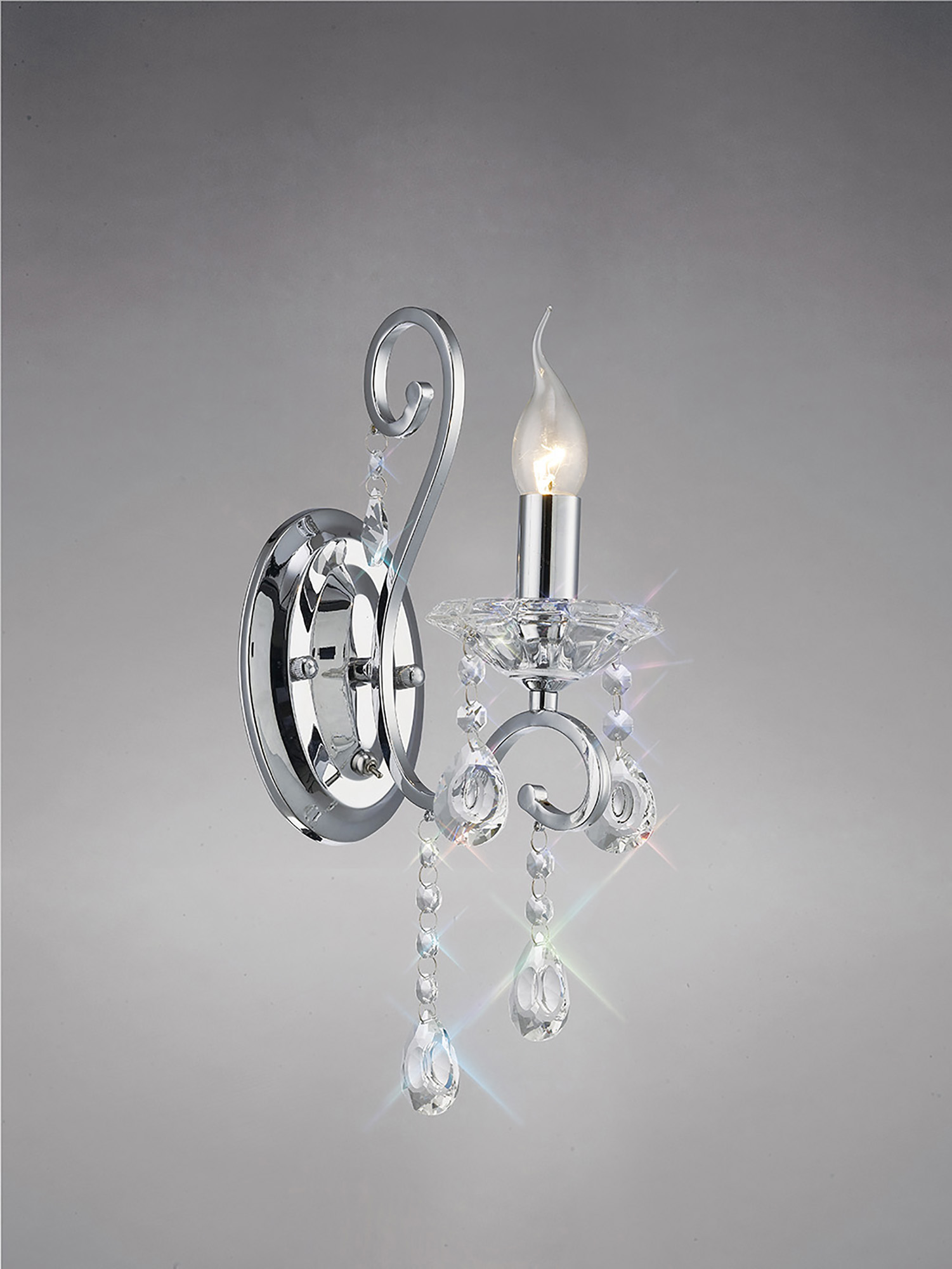 IL31361  Vela Crystal Switched Wall Lamp 1 Light Polished Chrome